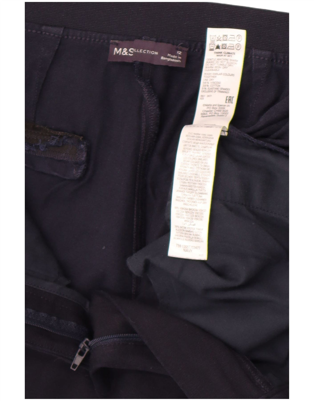 Calça feminina Marks & Spencer Reino Unido 12 médio W30 L26 azul marinho