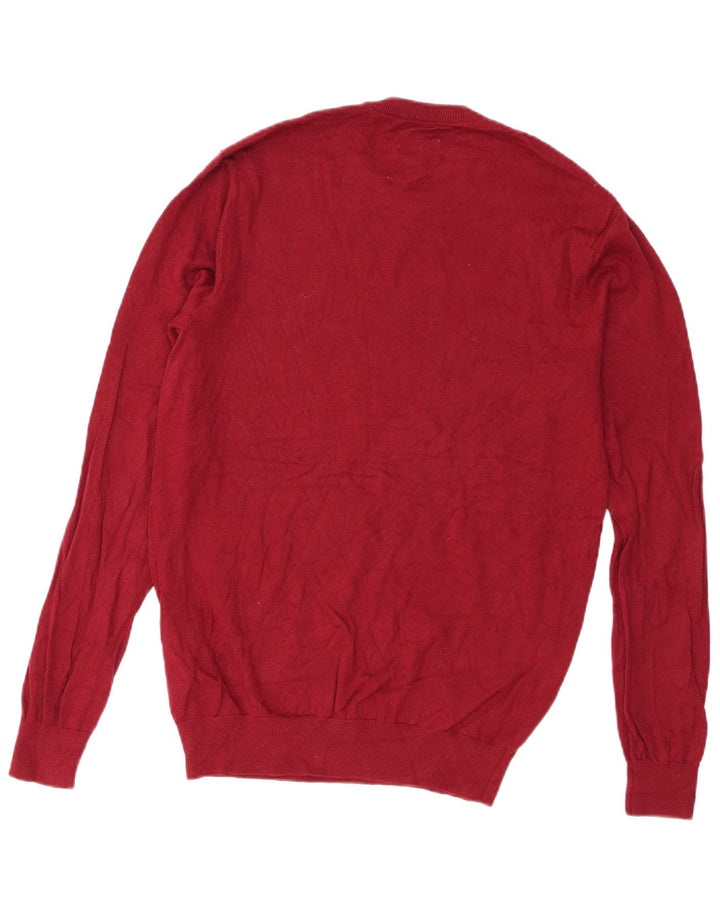Jack Wills Suéter masculino de ajuste regular com gola redonda, algodão vermelho médio