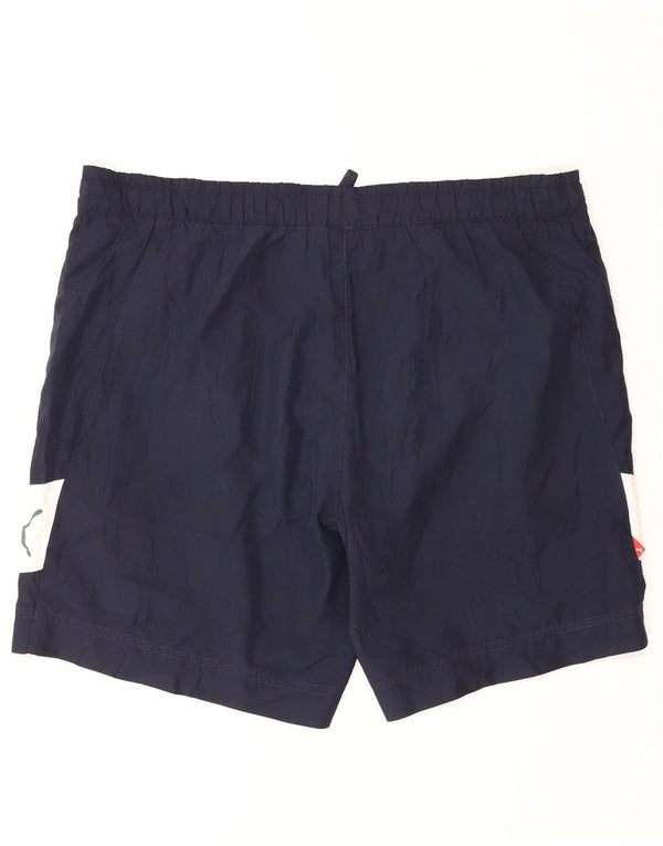 Shorts esportivos masculinos Puma médio azul marinho colorblock poliéster