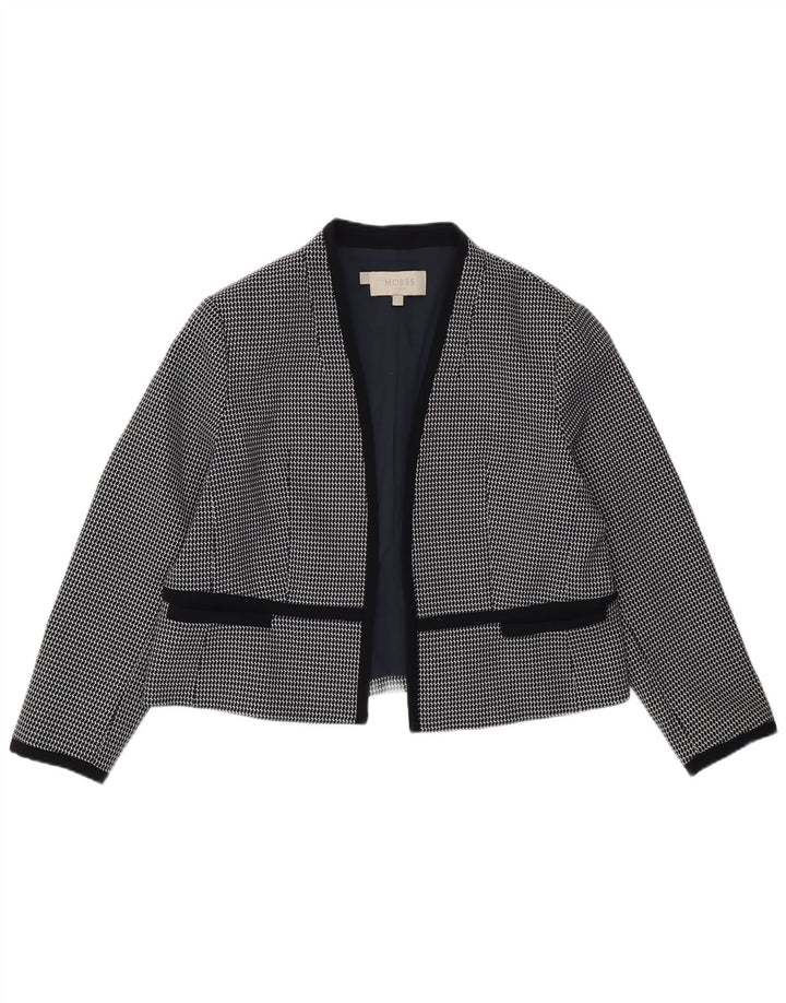 Jaqueta blazer aberta feminina Hobbs Reino Unido 18 XL azul marinho poliéster geométrico