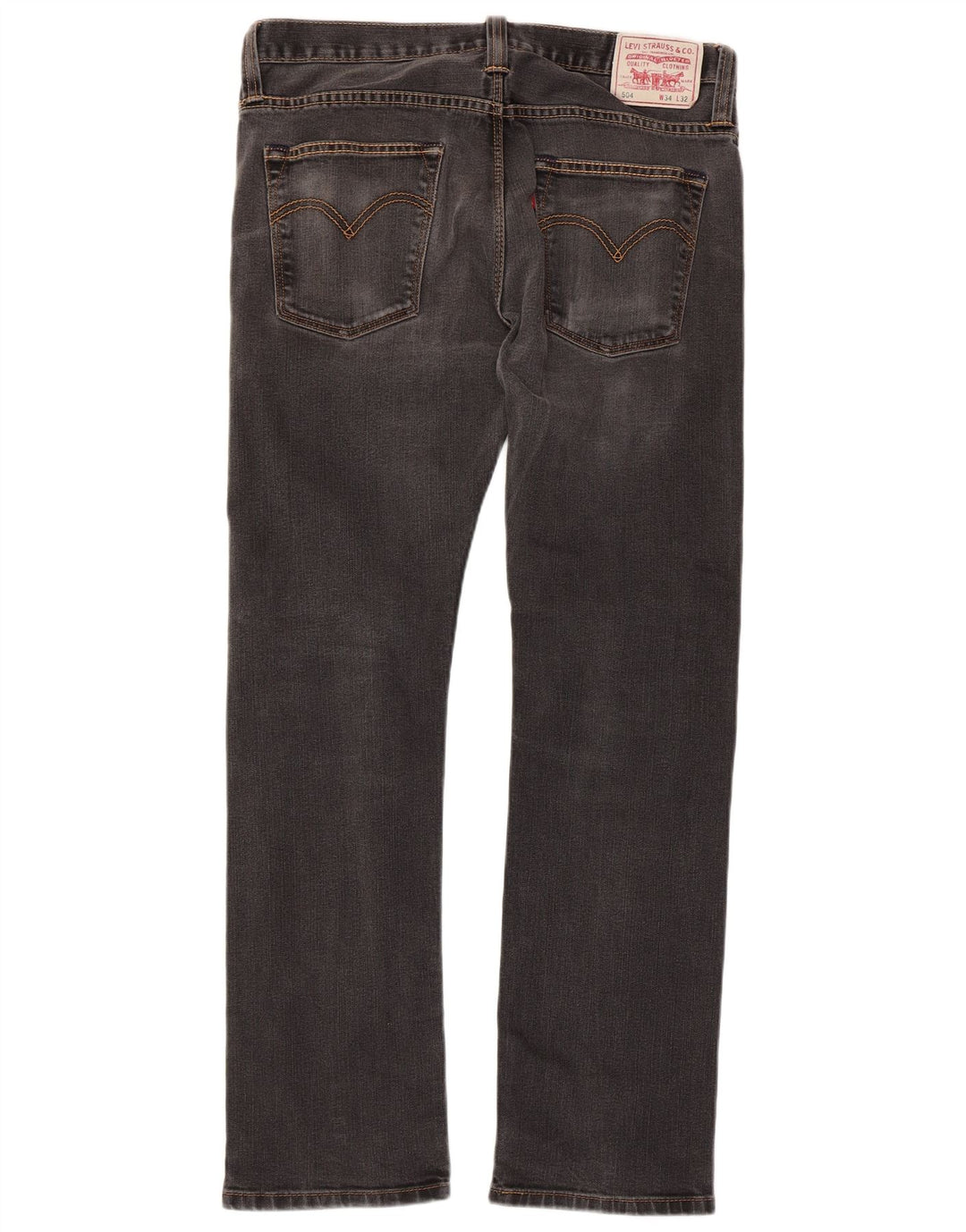 LEVI'S Masculino 504 Straight Jeans W34 L32 Algodão Preto