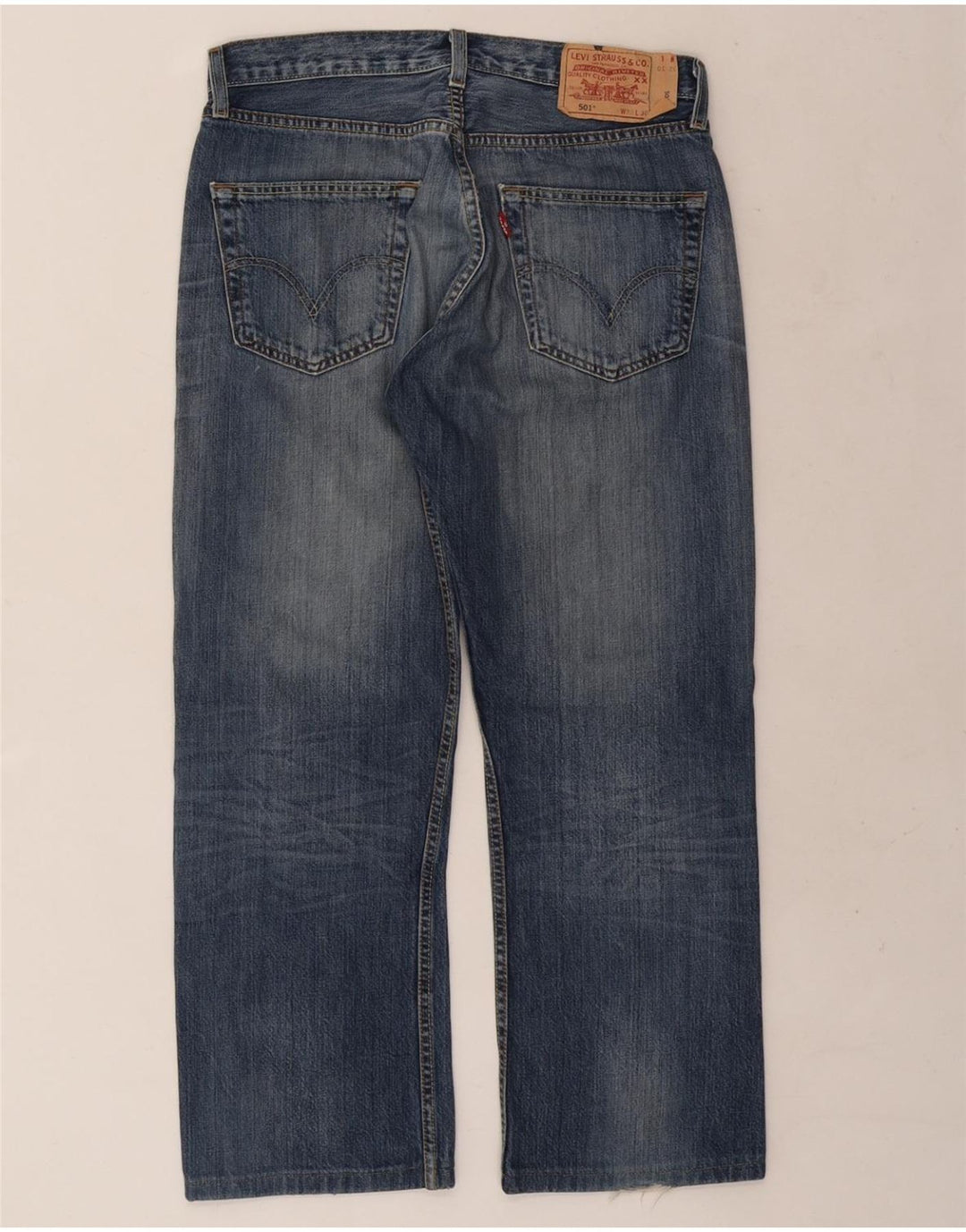 LEVI'S Masculino 501 Straight Jeans W32 L26 Azul Algodão