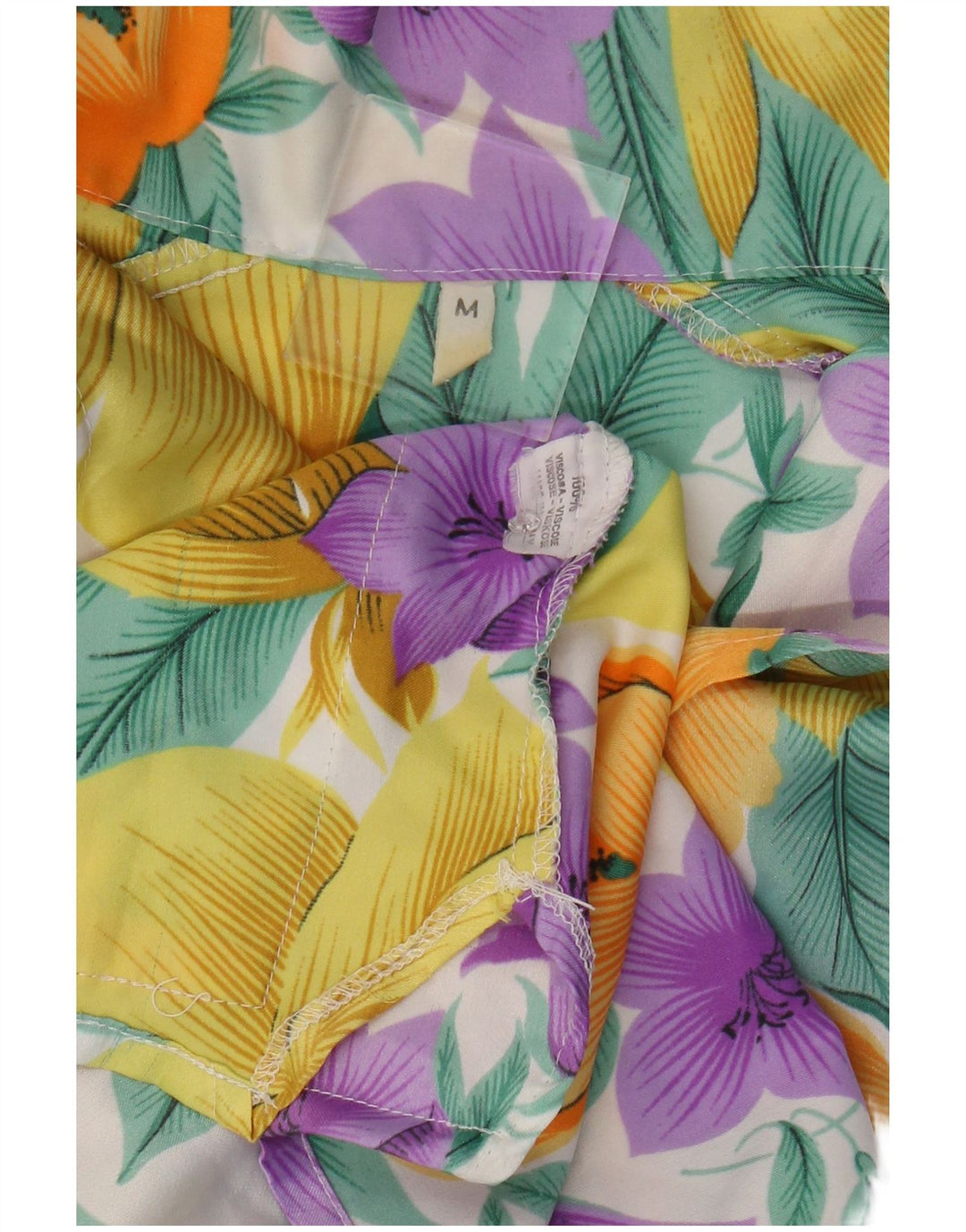 Blusa feminina vintage UK 14 viscose floral multicolorida média