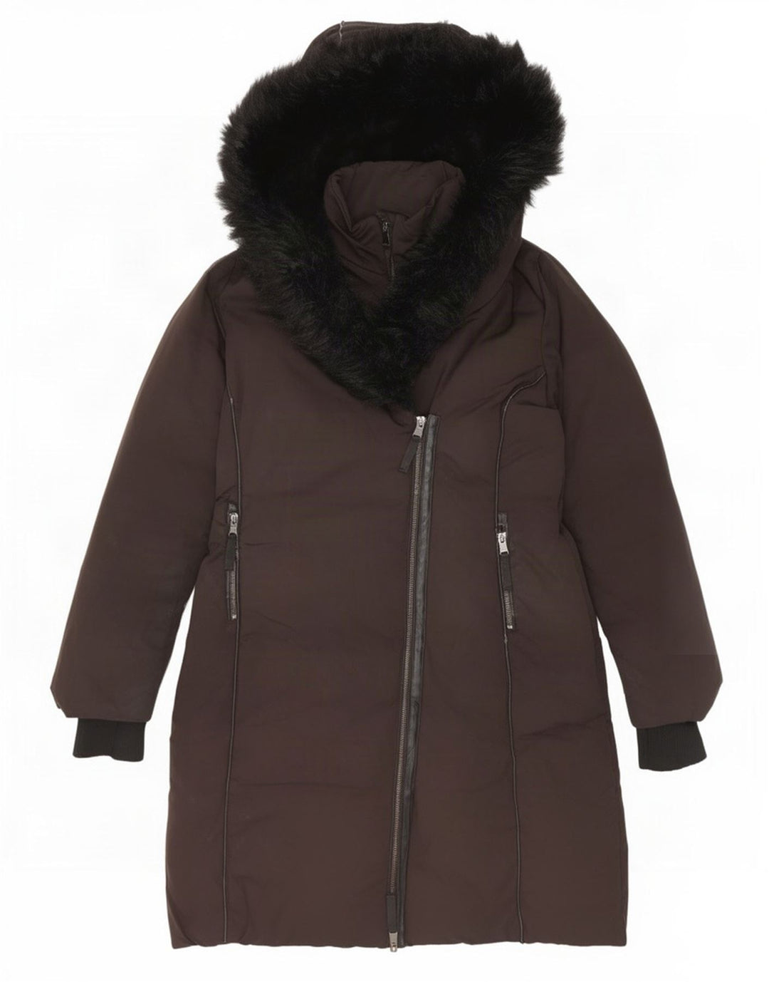 Casaco acolchoado com capuz feminino Zara UK 14 poliéster preto médio