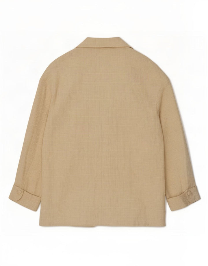 Zara Jaqueta blazer feminina oversized com peito duplo Reino Unido 10 pequena bege