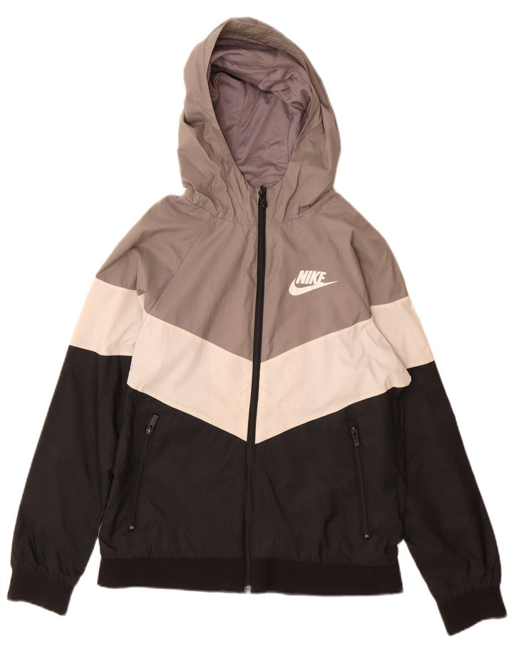 Jaqueta de chuva com capuz Nike Boys 12-13 anos grande nylon multicolorido