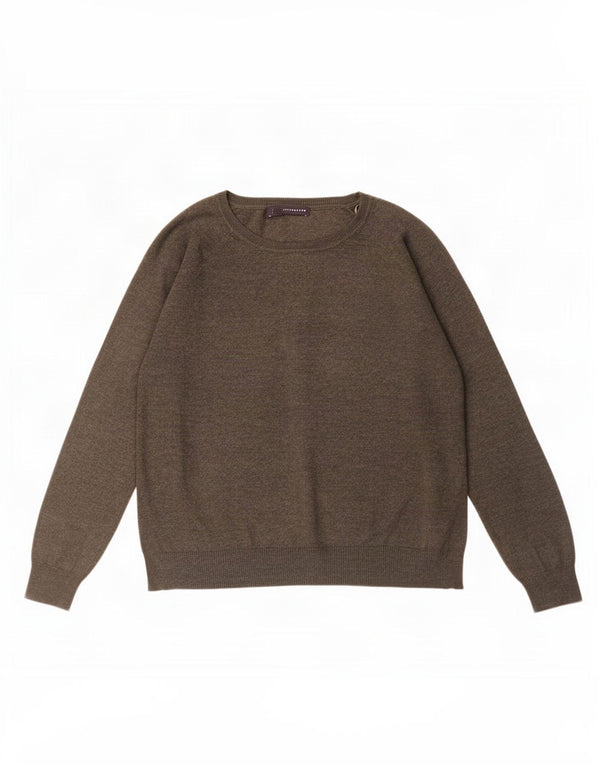 Suéter feminino Marks & Spencer com gola canoa Reino Unido 16 grande algodão cáqui