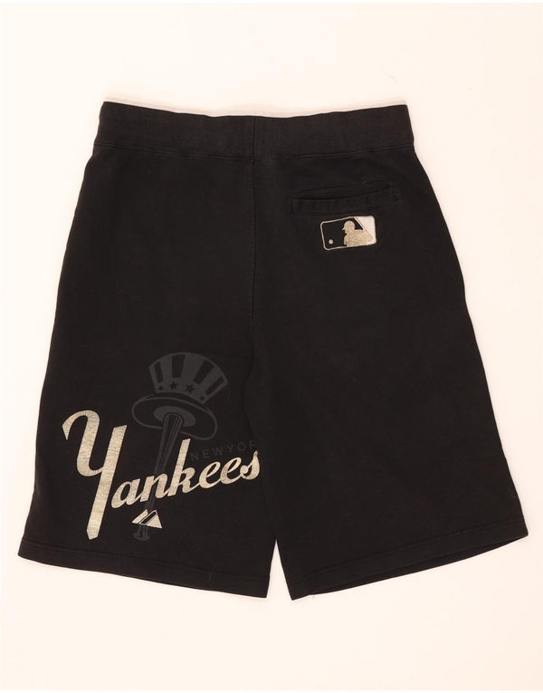 Majestic Mens New York Yankees Shorts esportivos gráficos pequenos de algodão preto