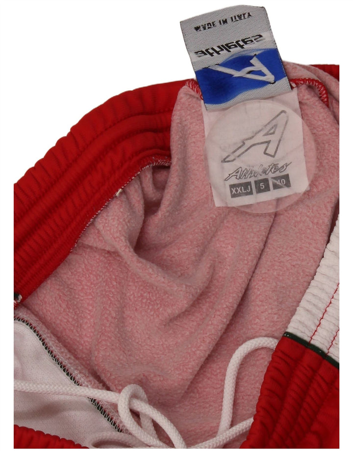 Calças de treino femininas vintage IT 40 poliéster vermelho pequeno Colourblock