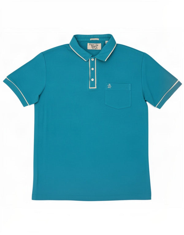 Camisa polo masculina Penguin Heritage Slim Fit XL algodão azul