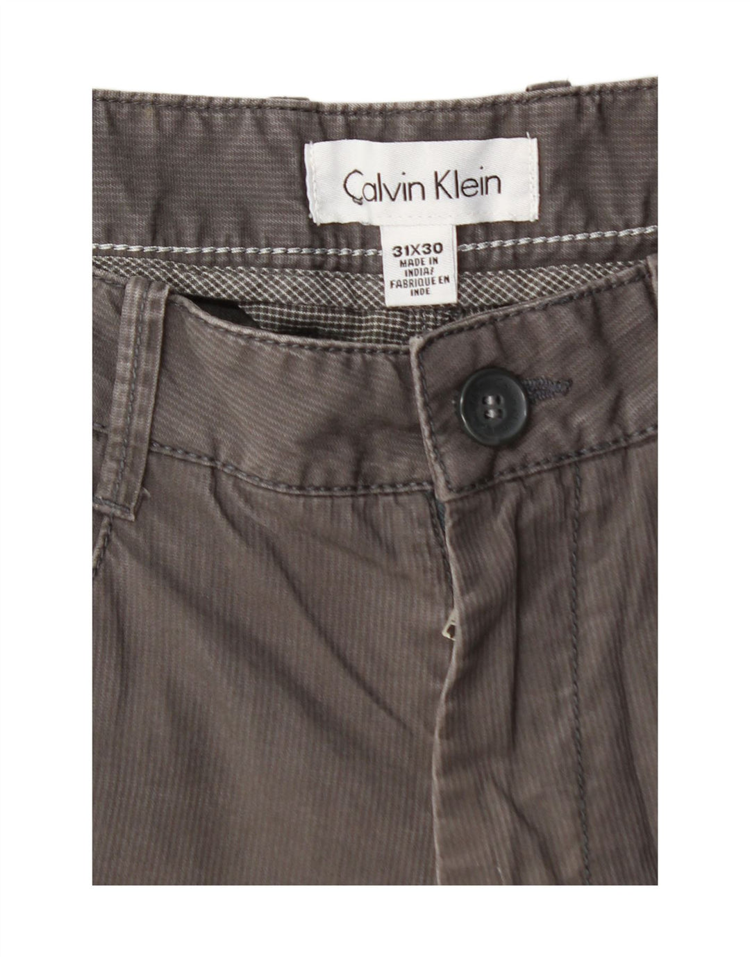 CALVIN KLEIN Calça masculina reta casual W31 L28 algodão cinza