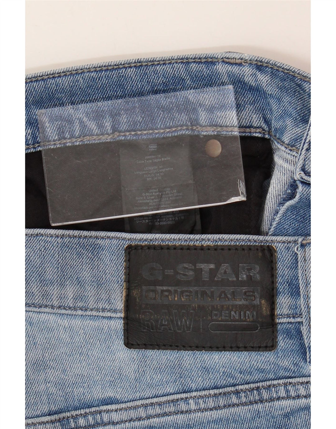 Jeans retos masculinos G-Star W34 L30 algodão azul