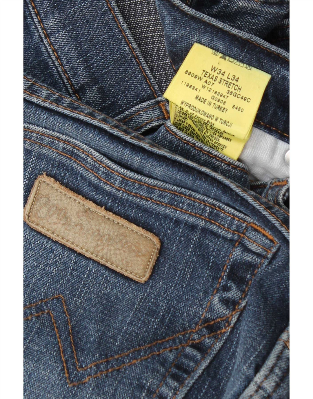 Wrangler Masculino Texas Stretch Straight Jeans W34 L34 Azul Algodão