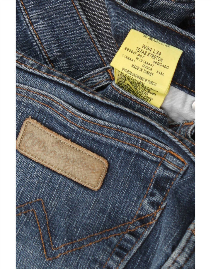 Wrangler Masculino Texas Stretch Straight Jeans W34 L34 Azul Algodão