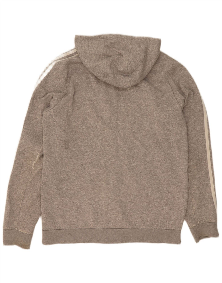 Adidas masculino zip moletom com capuz cinza médio manchado