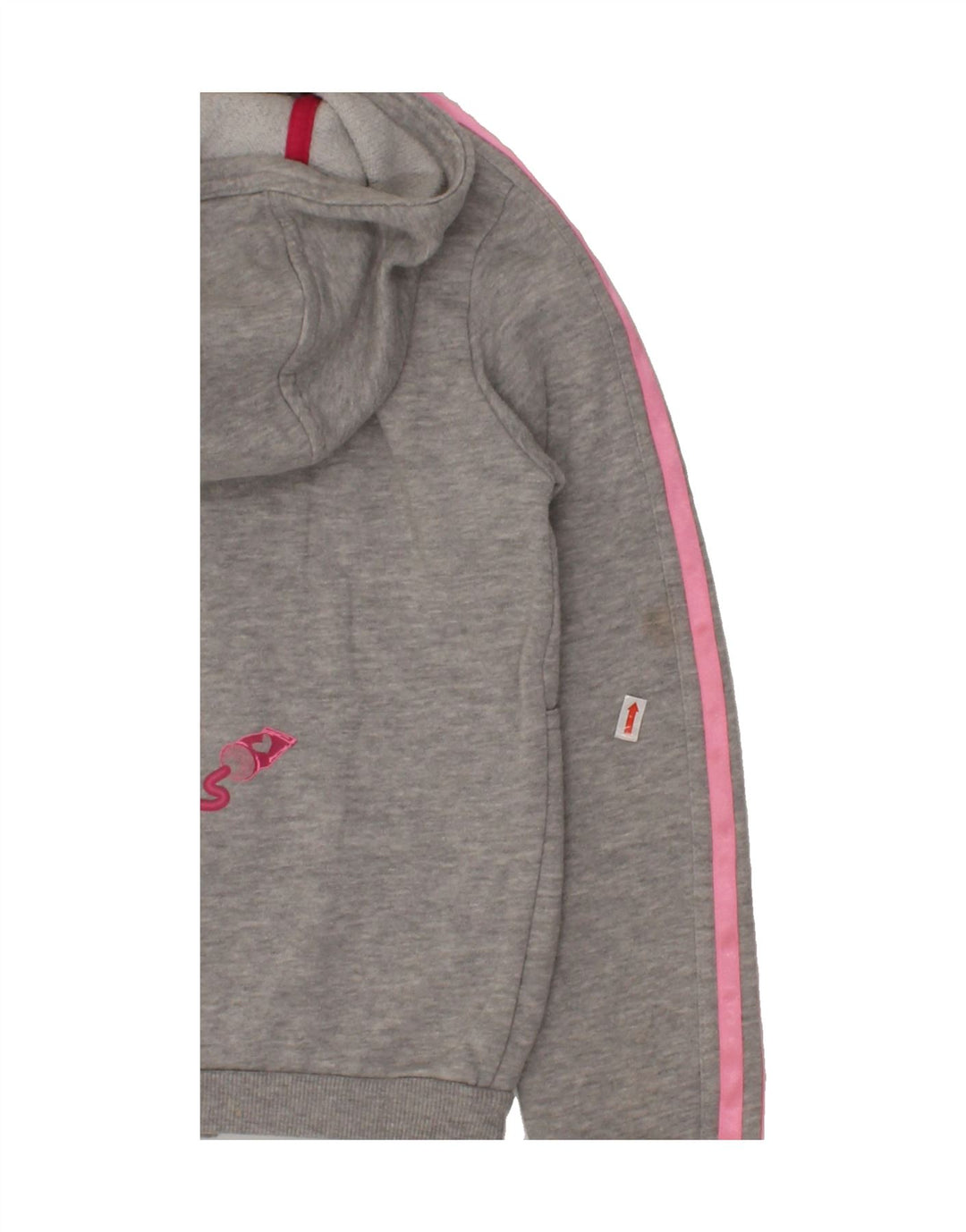 ADIDAS Girls Graphic Zip Hoodie Sweater 7-8 Years Grey Vintage Adidas and Second-Hand Adidas from Messina Hembry 