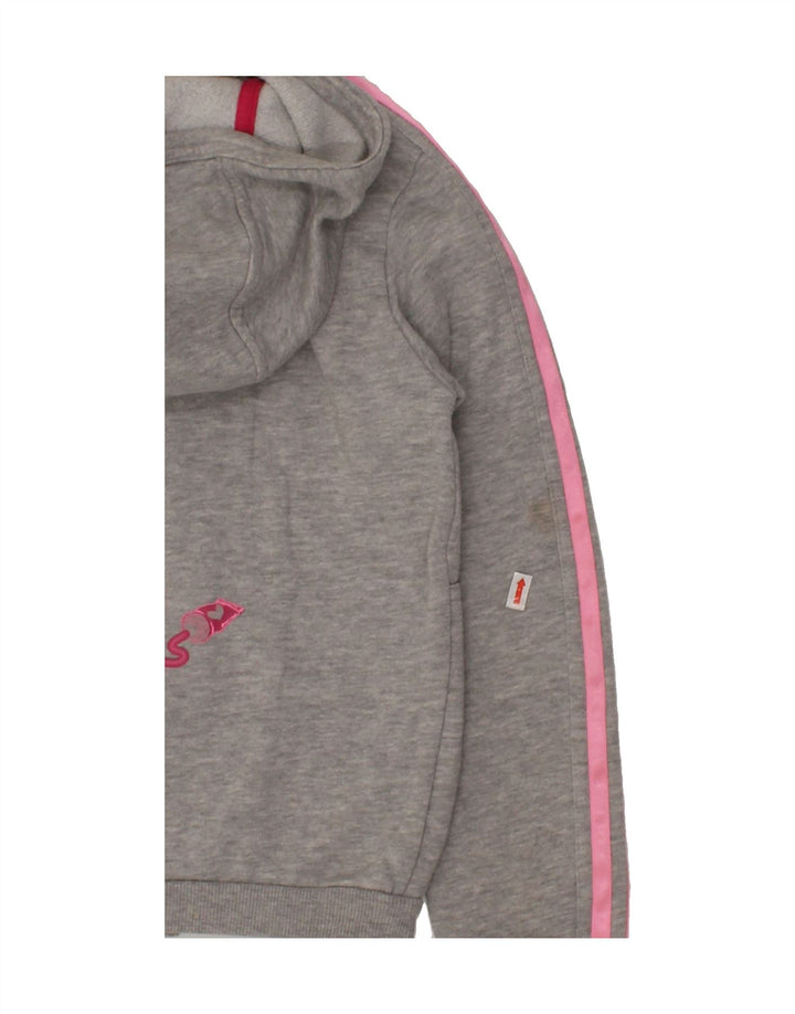 ADIDAS Girls Graphic Zip Hoodie Sweater 7-8 Years Grey Vintage Adidas and Second-Hand Adidas from Messina Hembry 