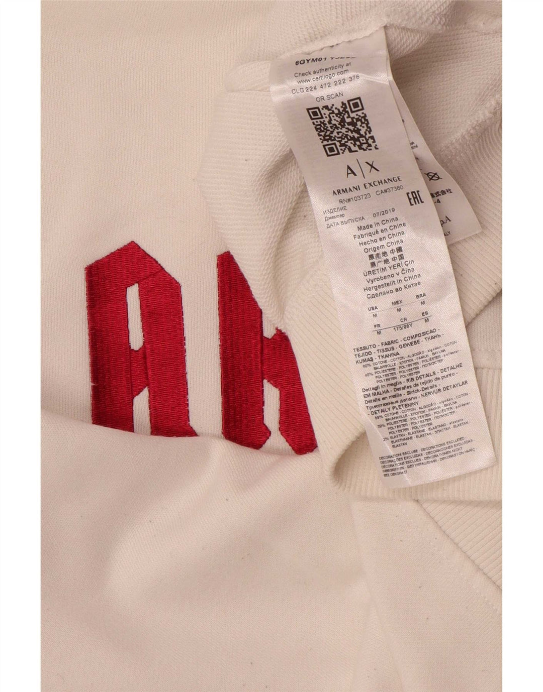 Suéter gráfico feminino Armani Exchange Reino Unido 14 algodão branco médio