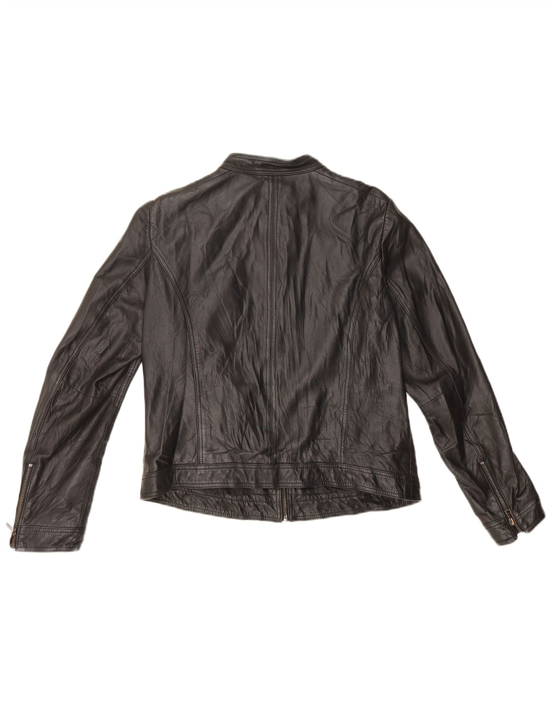 Jaqueta feminina de couro Racer Esprit Reino Unido 16 grande couro preto