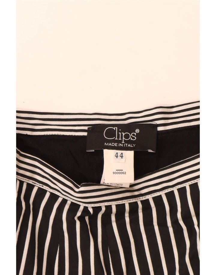 Clips saia evasê feminina IT 44 médio W28 acetato risca de giz preto