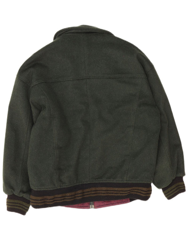 Jaqueta bomber masculina vintage UK 40 grande bloco colorido verde