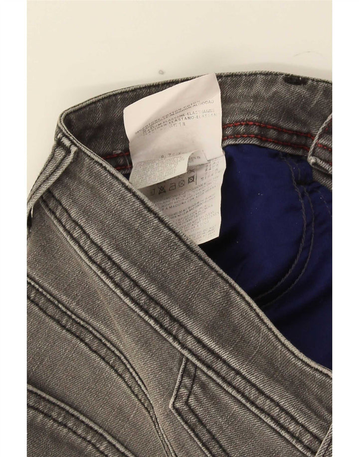 Mini saia jeans feminina Replay W28 algodão cinza médio