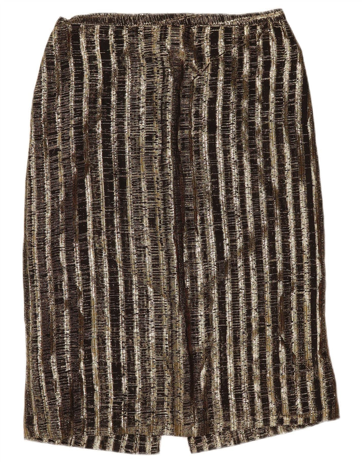 Conjunto de saia feminina vintage de 2 peças UK 14 médio W29 listrado marrom