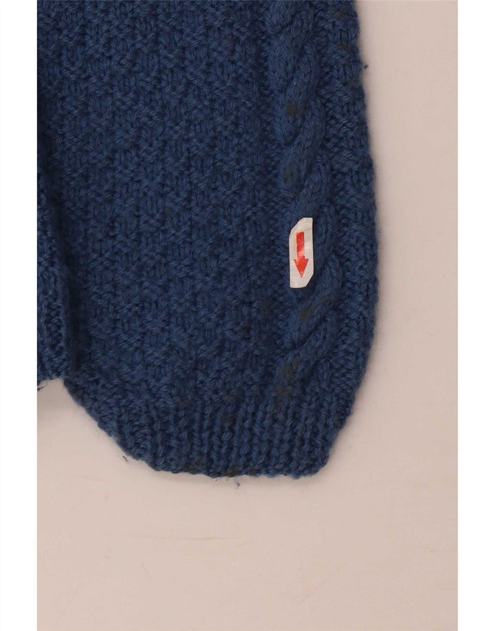 Suéter vintage masculino com gola canoa azul médio