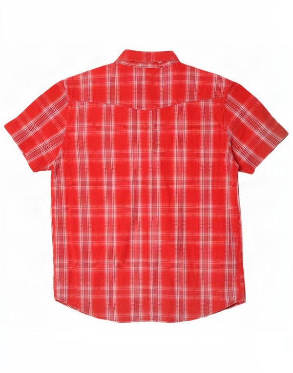 Camisa Wrangler masculina de manga curta XL vermelho xadrez algodão