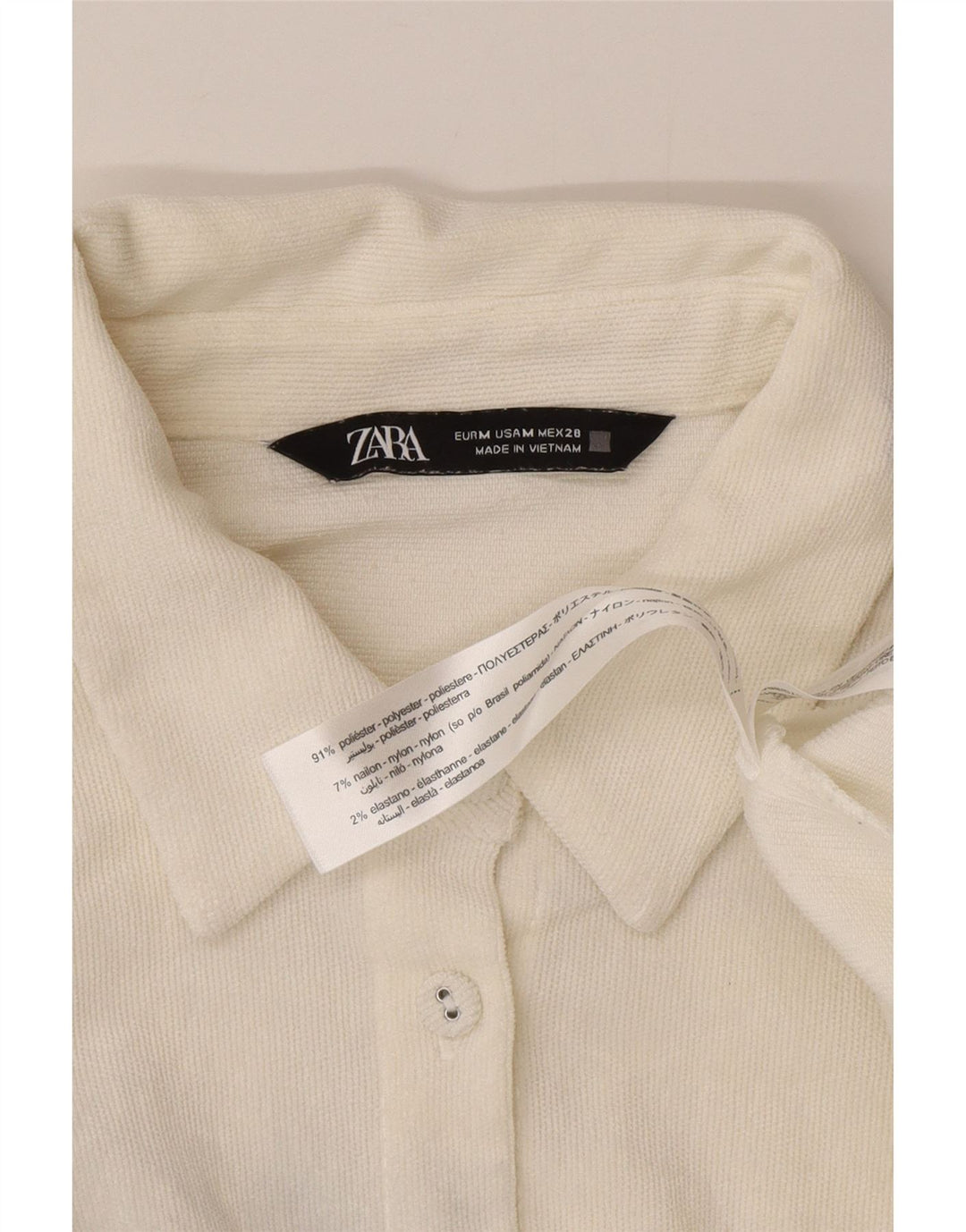 Zara Camisa Oversized Feminina UK 14 Médio Poliéster Branco