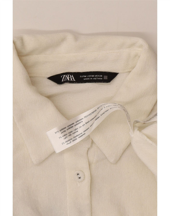Zara Camisa Oversized Feminina UK 14 Médio Poliéster Branco