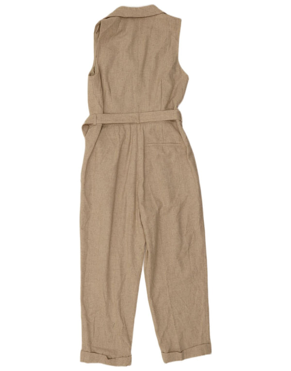 Macacão feminino sem mangas Reiss UK 12 lã bege médio