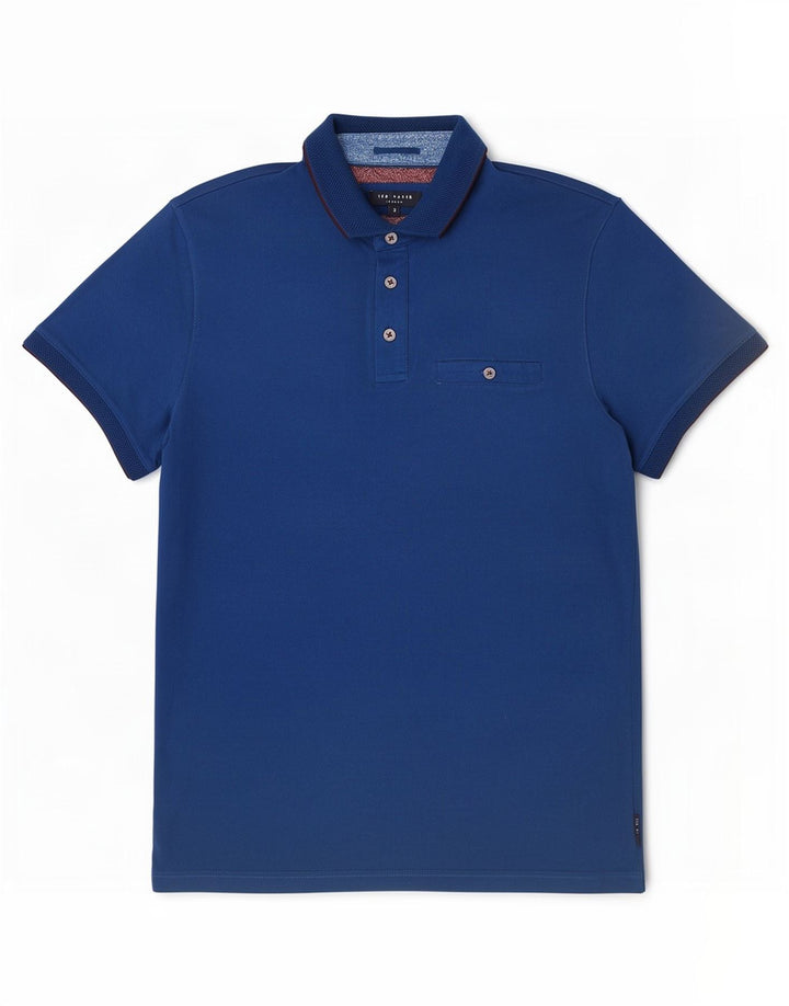 Camisa polo masculina Ted Baker tamanho 3 algodão azul médio