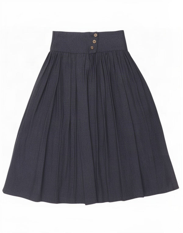 Saia plissada feminina vintage de cintura alta XS W24 azul marinho