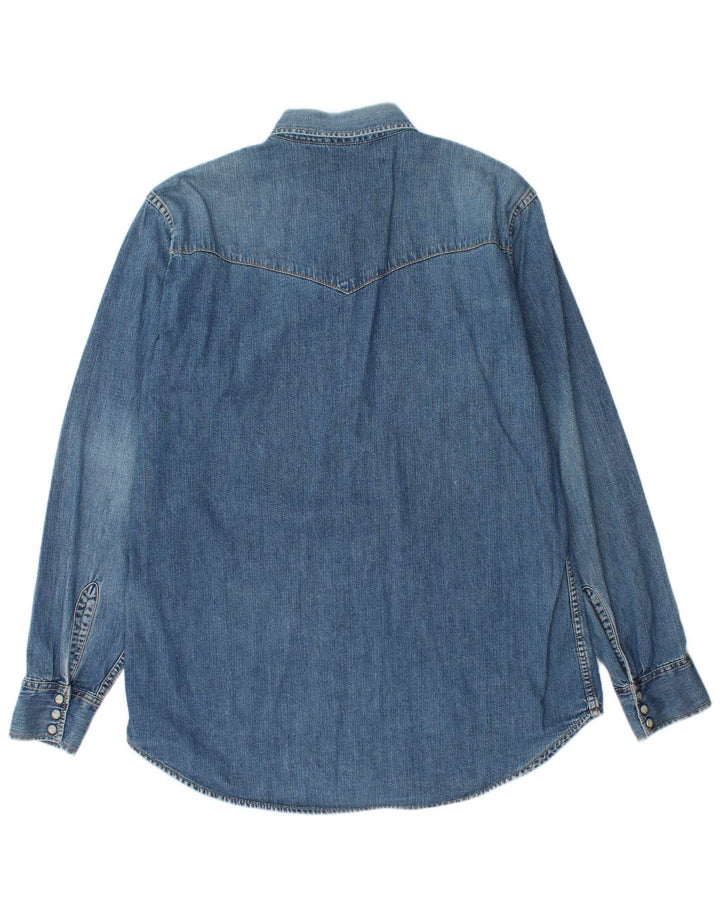 Camisa jeans masculina Lee algodão azul médio