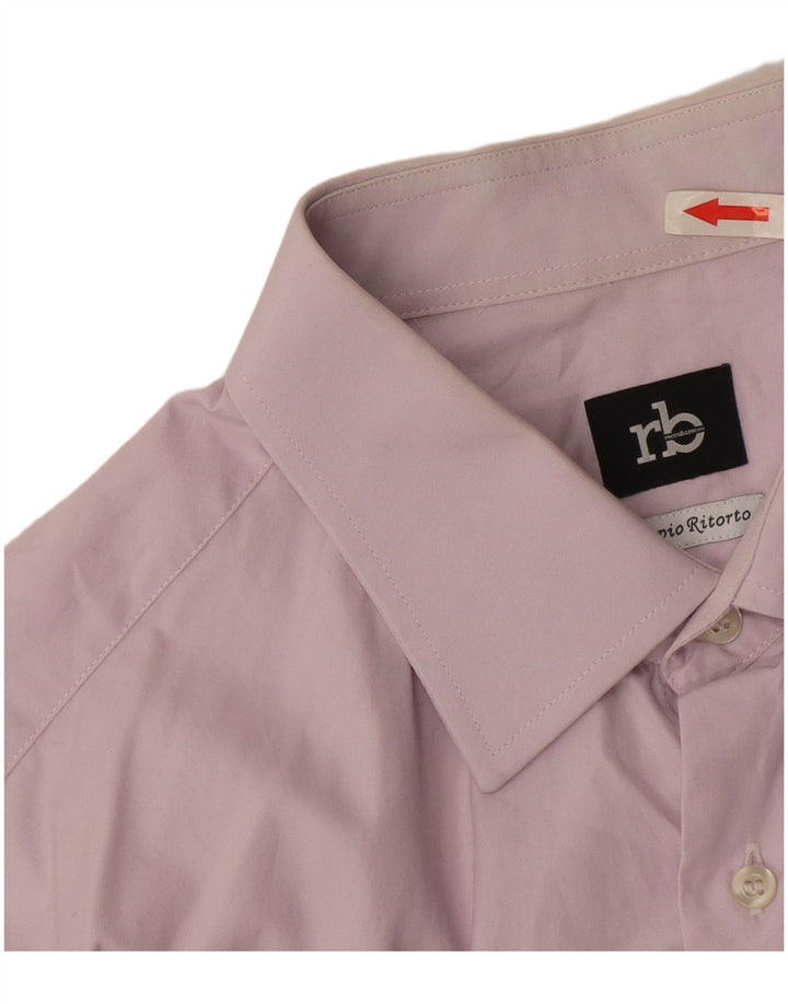 Camisa masculina Roccobarocco tamanho 42 16 1/2 grande algodão roxo