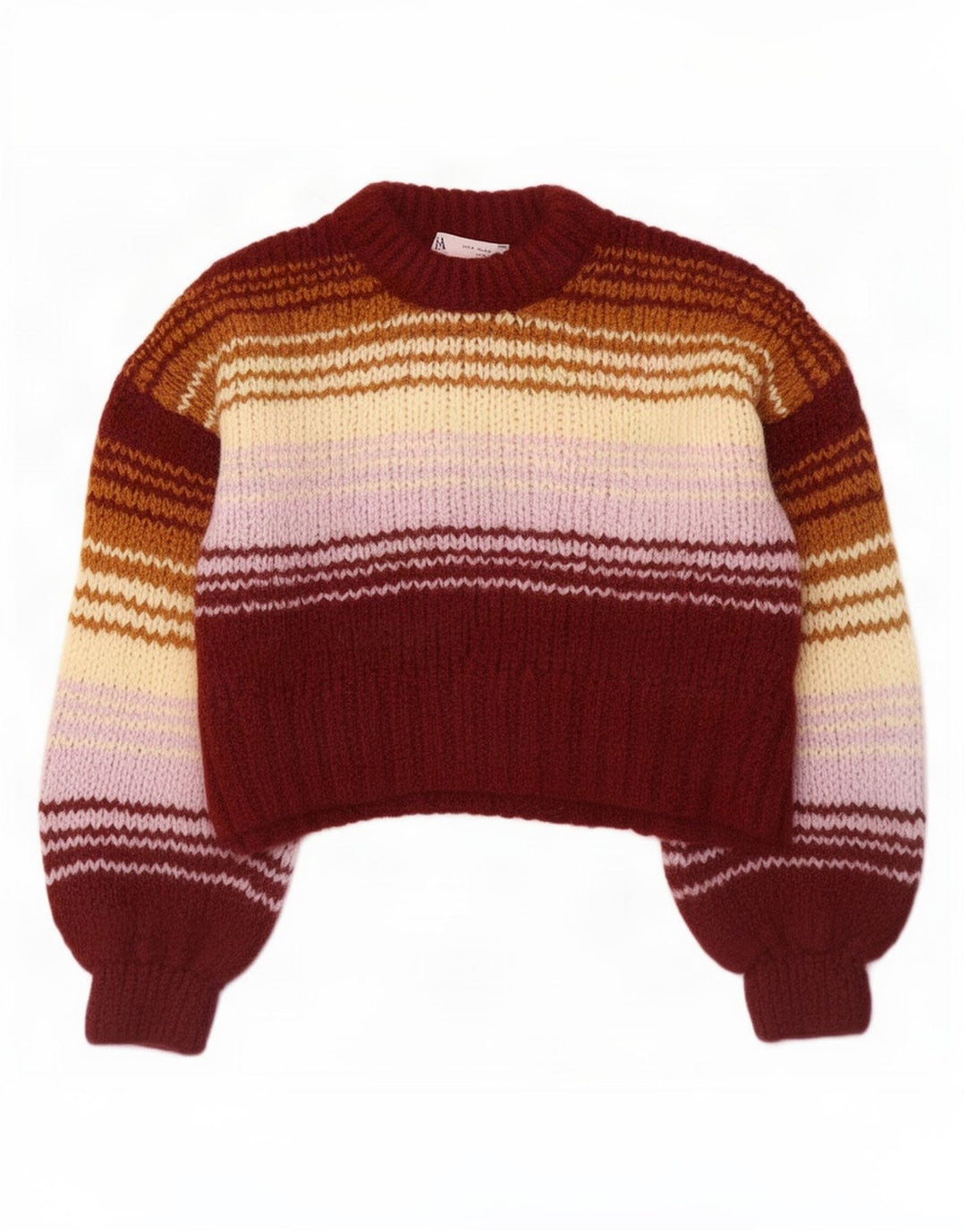 Suéter feminino Zara com gola tartaruga e gola alta, Reino Unido 10 pequeno multicolorido