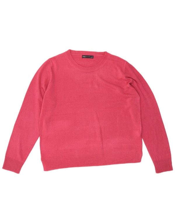 Suéter feminino Marks & Spencer com gola canoa Reino Unido 18 XL rosa acrílico