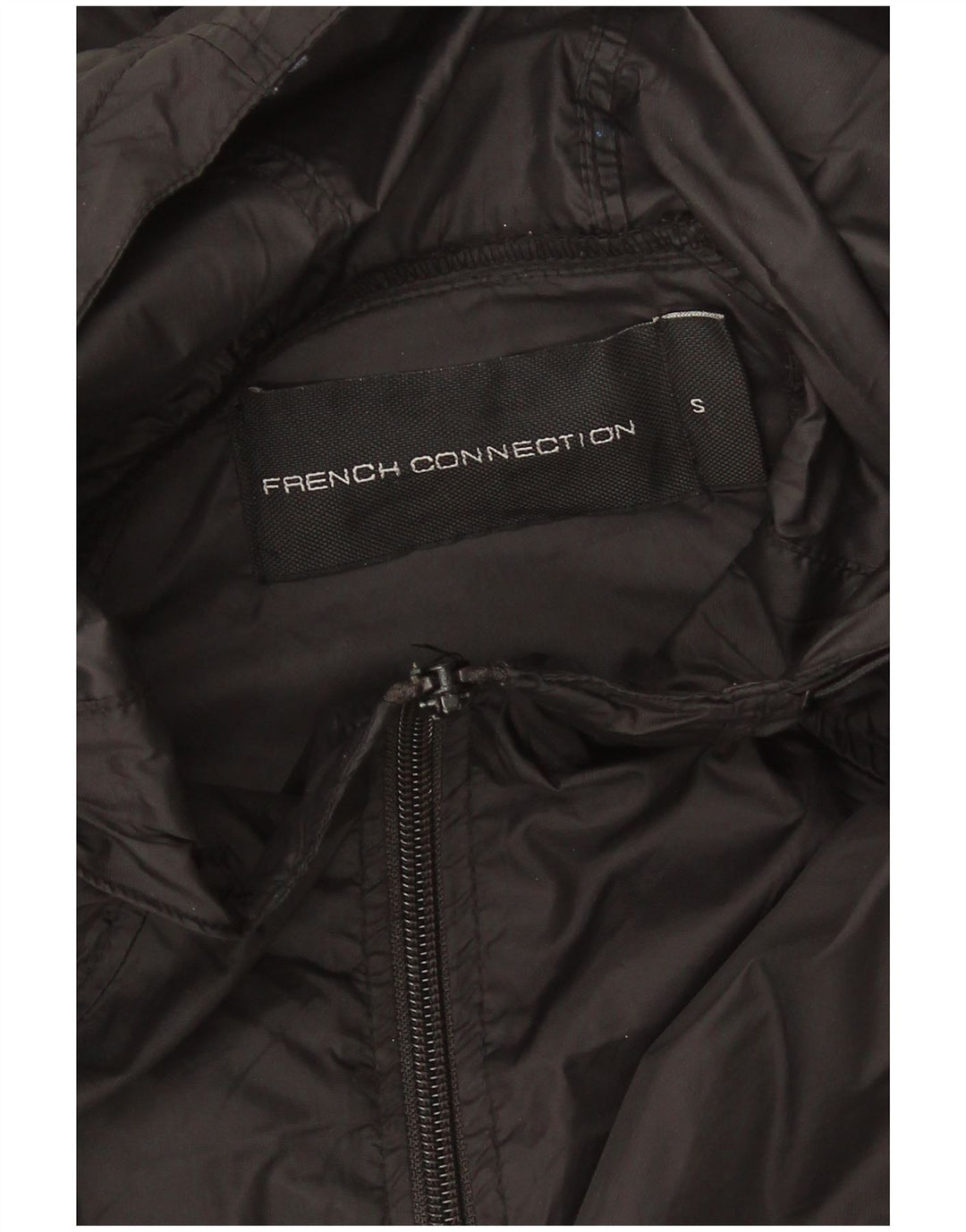 Jaqueta de chuva masculina com capuz French Connection UK 36 pequena preta