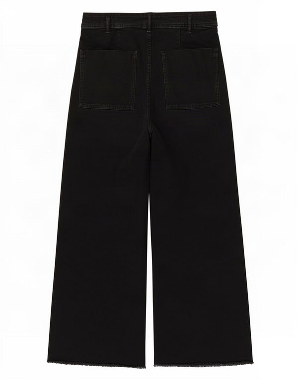Zara Jeans feminino The Marine cintura alta com perna larga UE 38 pequeno W28 L27 preto