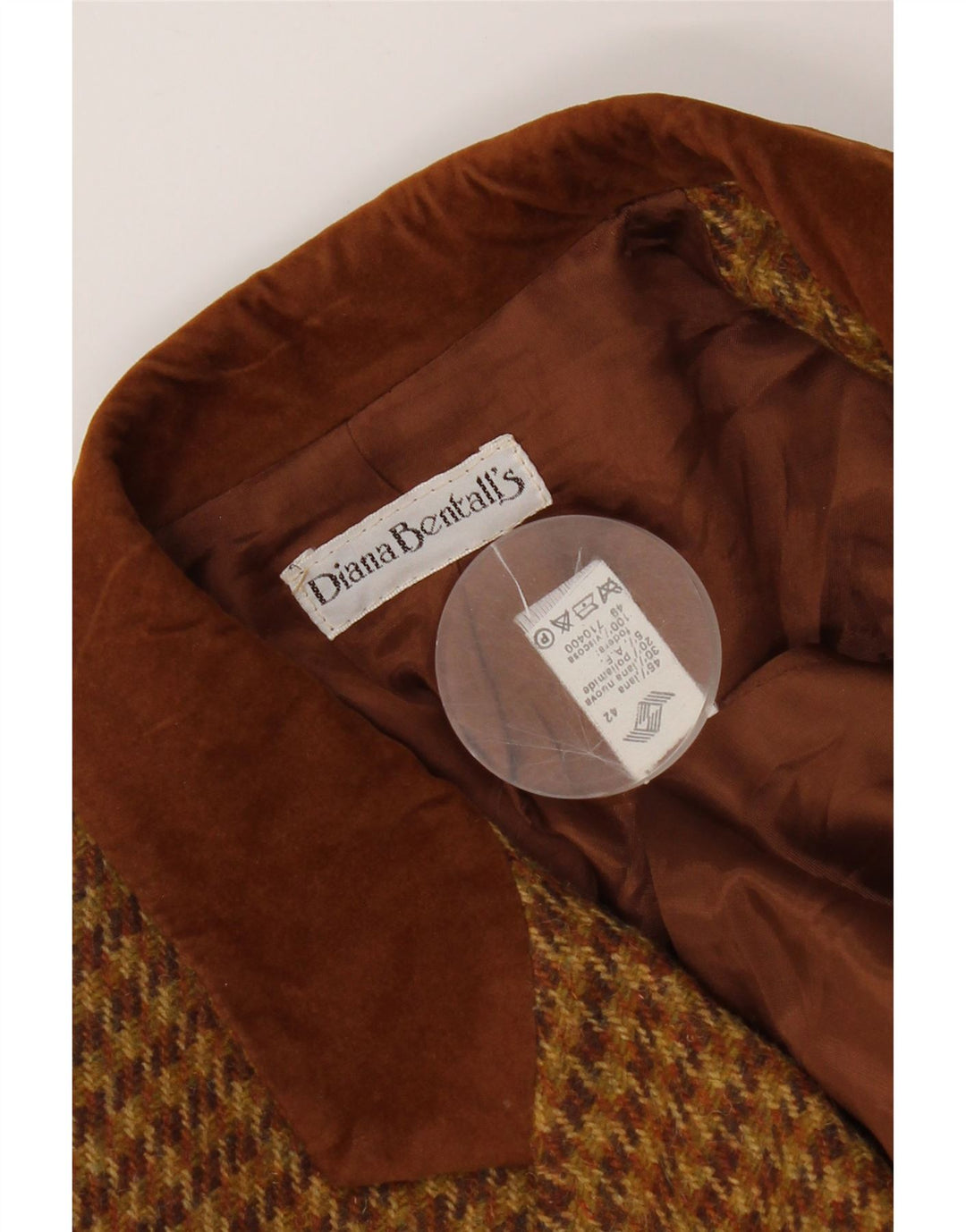 Jaqueta blazer feminina de Diana Bentall IT 42 médio marrom houndstooth