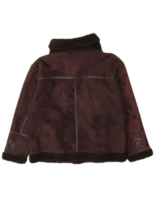 Jaqueta feminina Replay Graphic Sherpa UK 14 grande poliéster marrom