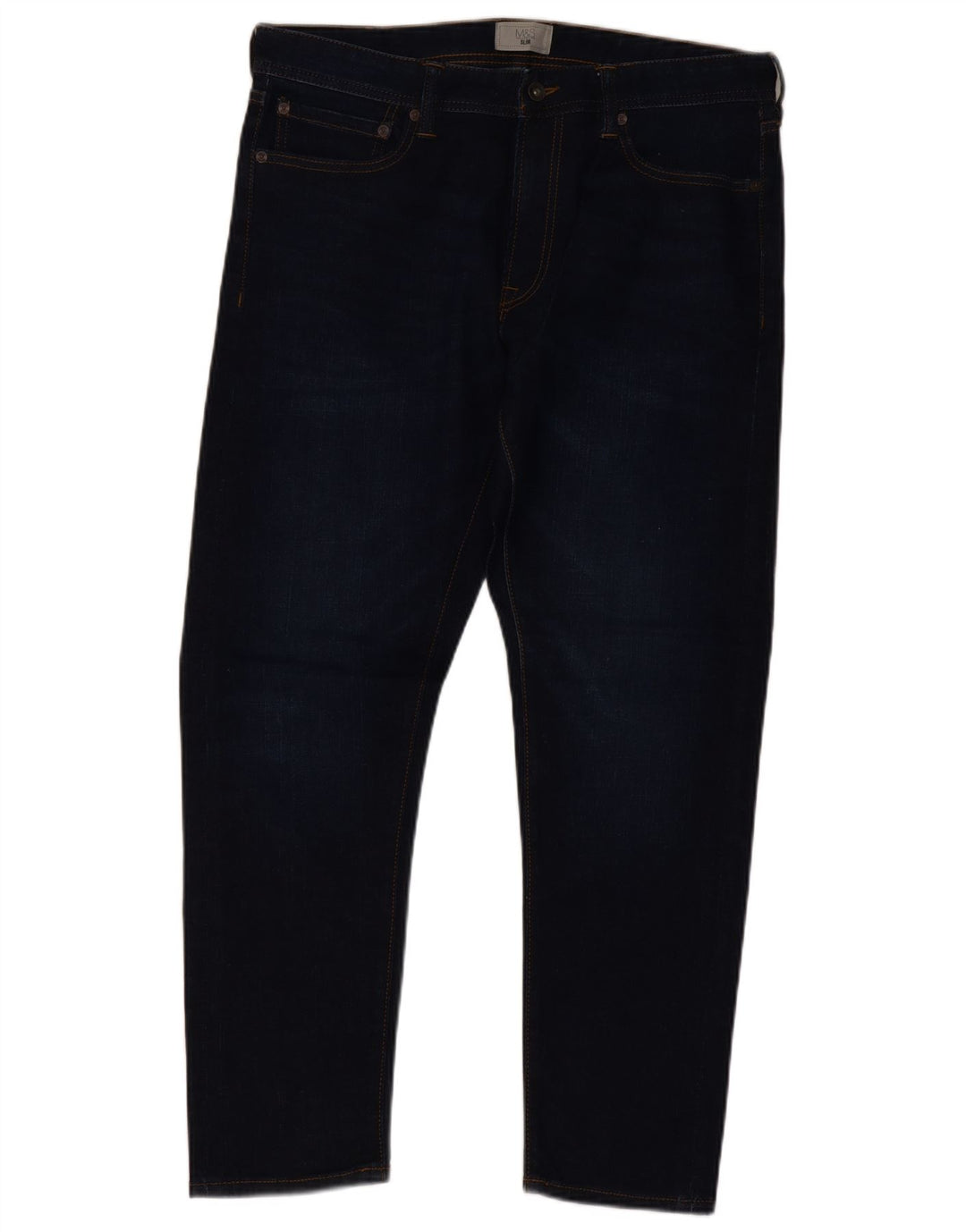 Marks & Spencer Mens Slim Jeans W34 L29 Azul Marinho Algodão