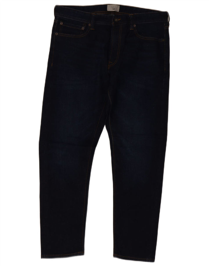 Marks & Spencer Mens Slim Jeans W34 L29 Azul Marinho Algodão