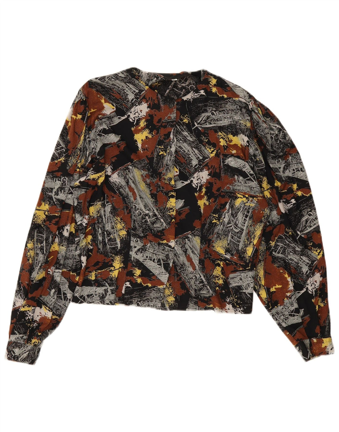 Blusa feminina vintage com estampa abstrata UK 14 média multicolorida