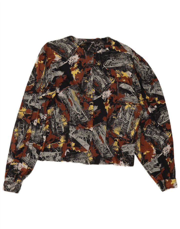Blusa feminina vintage com estampa abstrata UK 14 média multicolorida