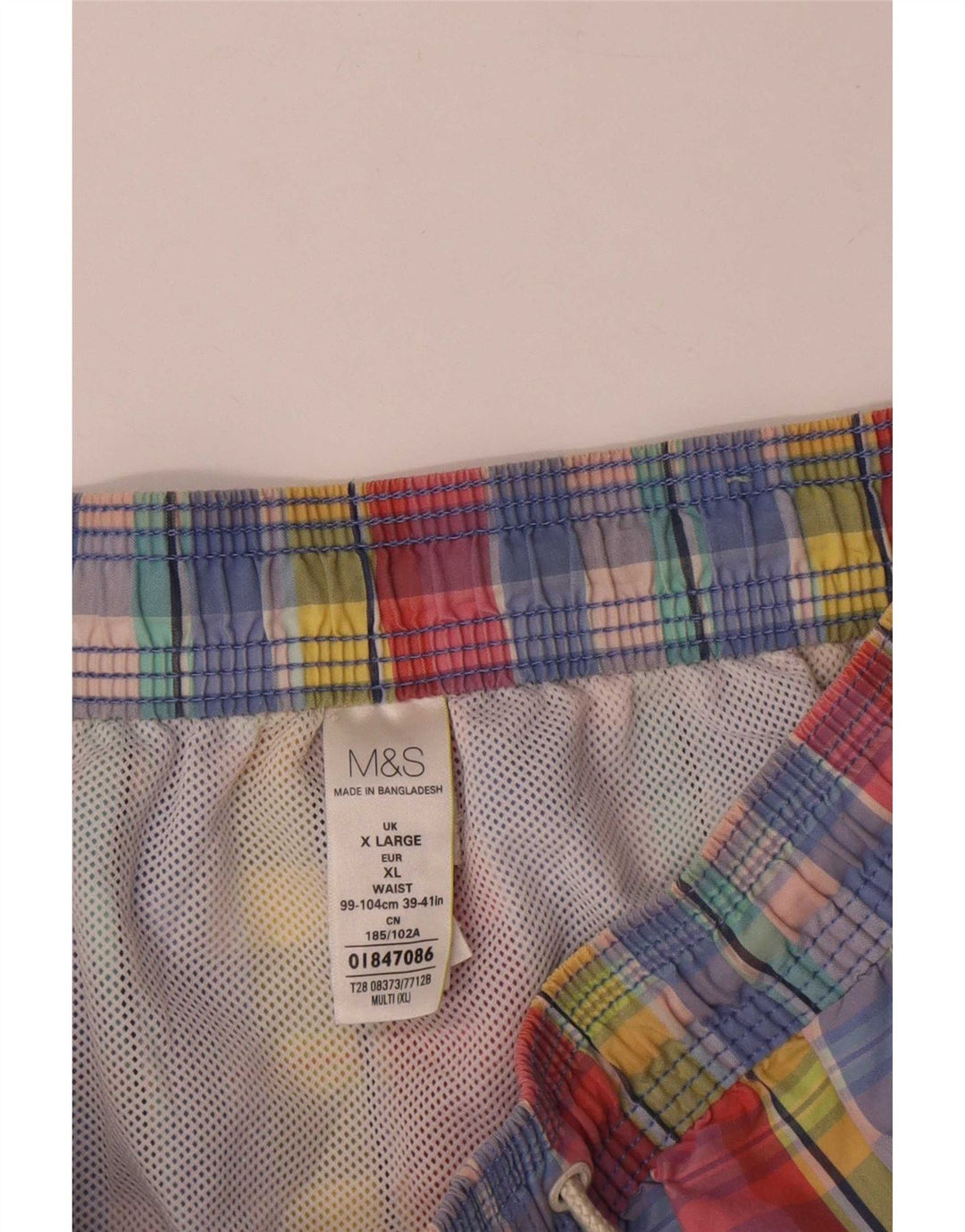 Shorts de natação masculino Marks & Spencer XL algodão xadrez multicolorido