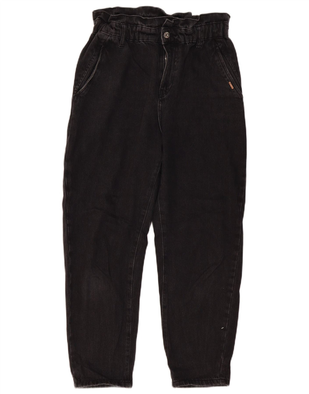 ZARA Jeans feminino cintura alta cônico EU 36 XS W26 L24 algodão preto