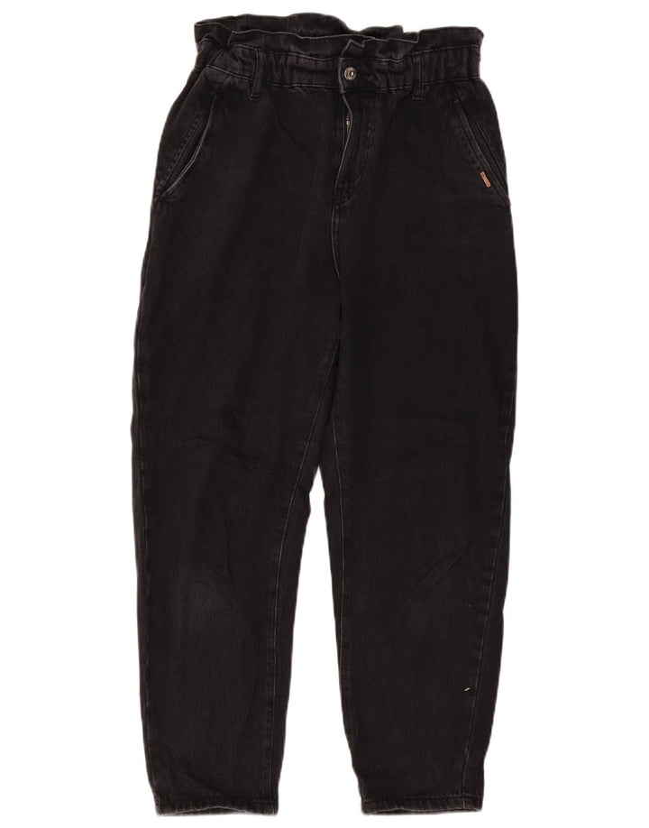 ZARA Jeans feminino cintura alta cônico EU 36 XS W26 L24 algodão preto