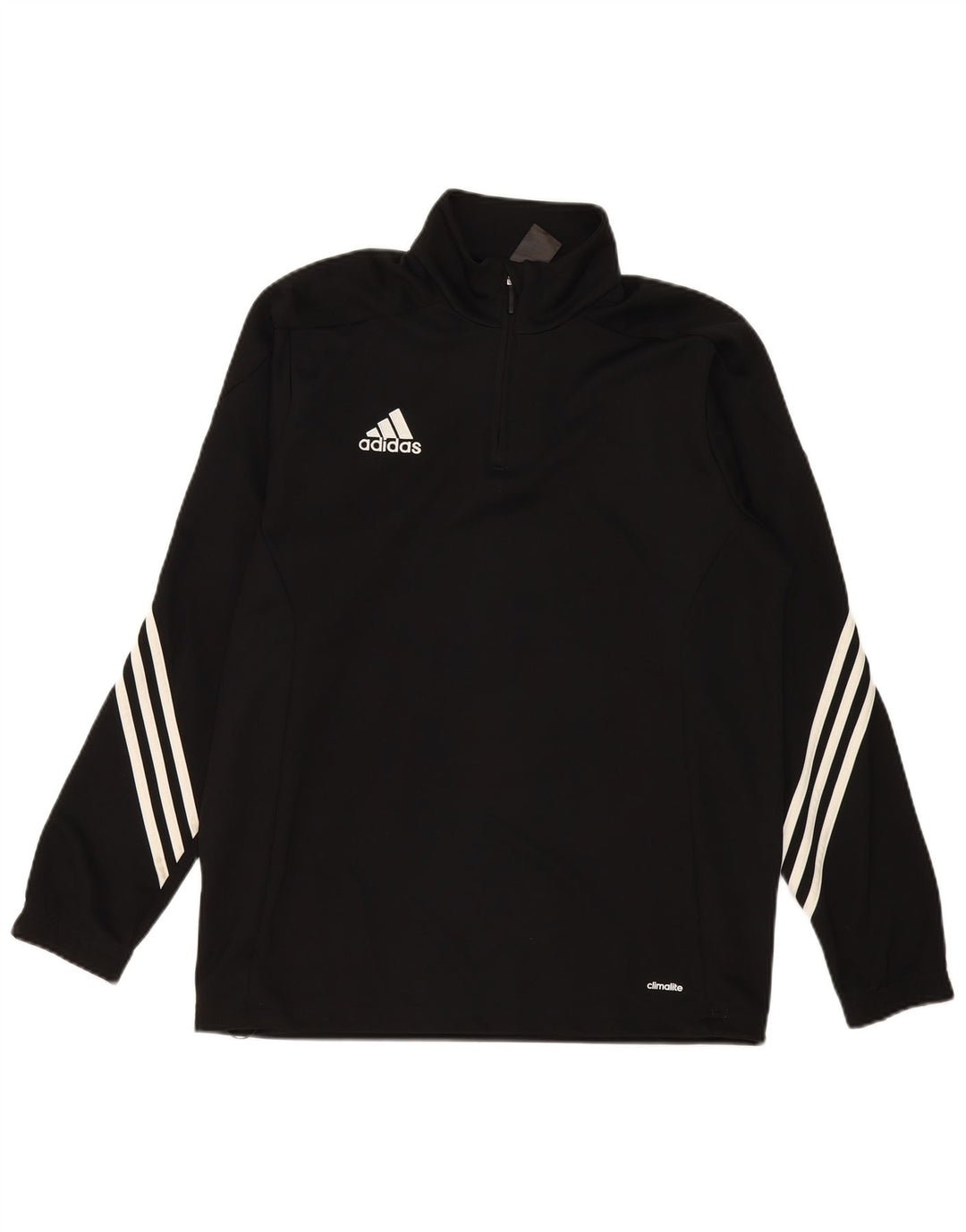 Adidas Mens Climalite Zip Neck Pullover Treino Top Grande Poliéster Preto